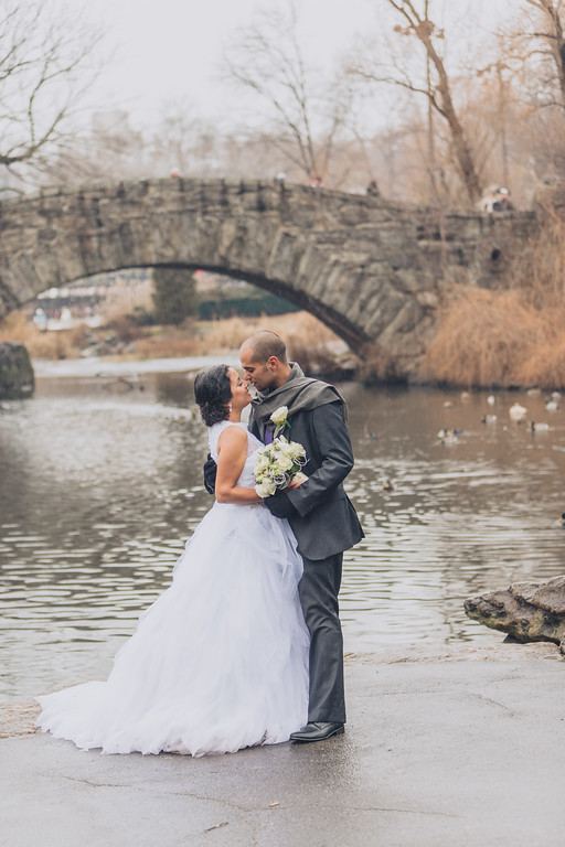 Kiss at Gapstow Bridge - Central Park Wedding - New York City