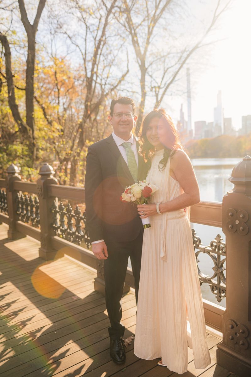 Golden hour at Bow Bridge - Central Park Wedding - New York City
