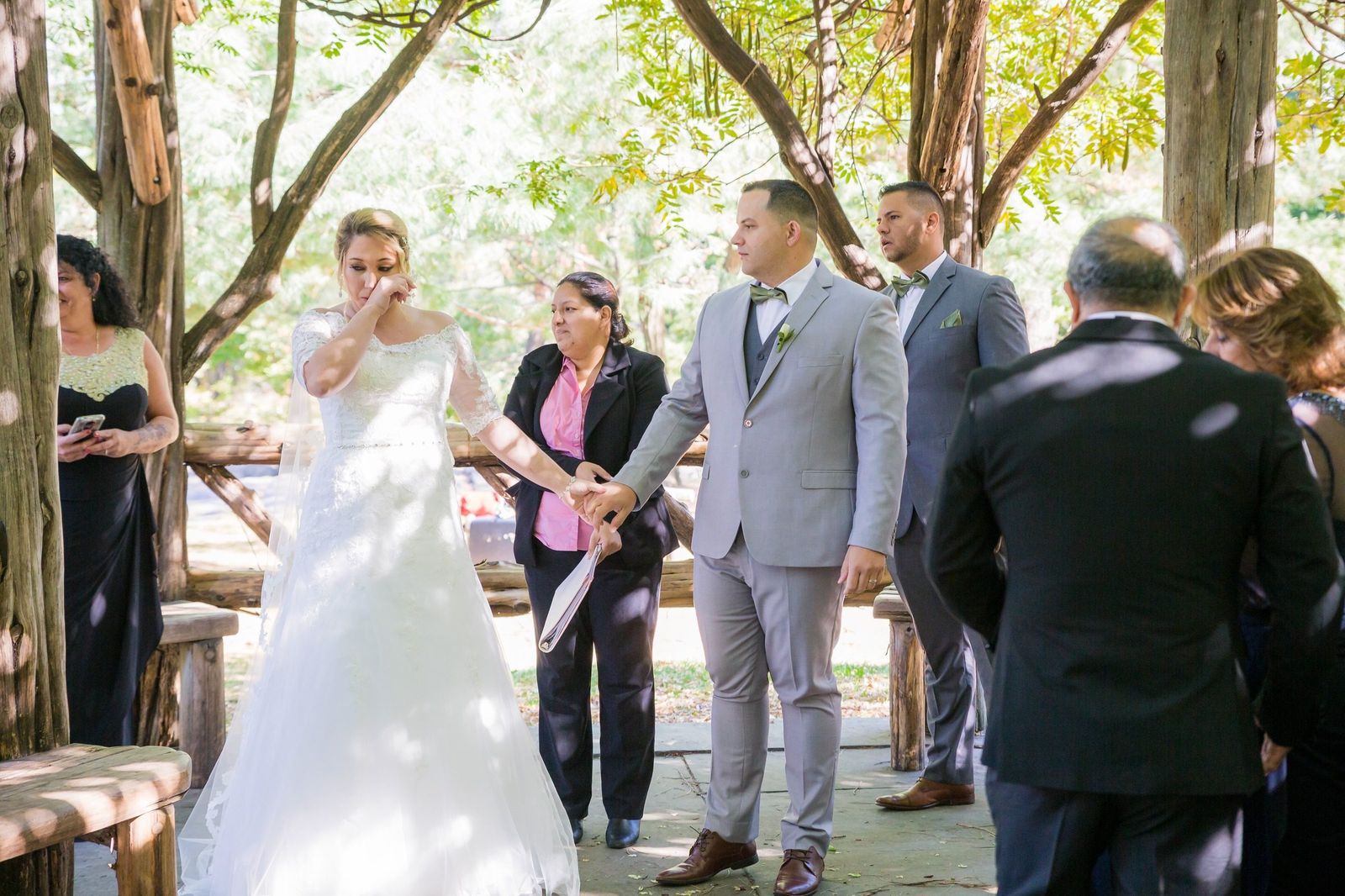 Officiant leading wedding vows in Central Park - New York City