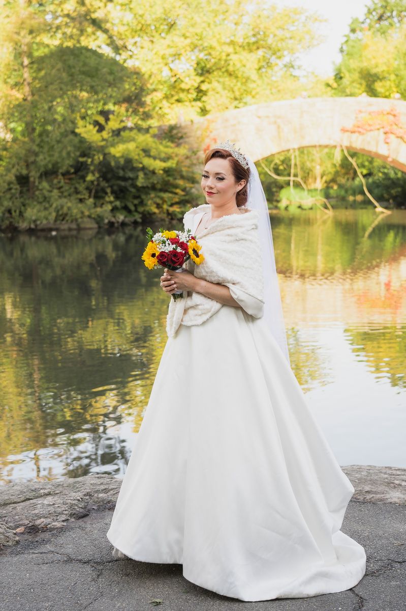 The bouquet at Gapstow Bridge - Central Park Wedding - New York City